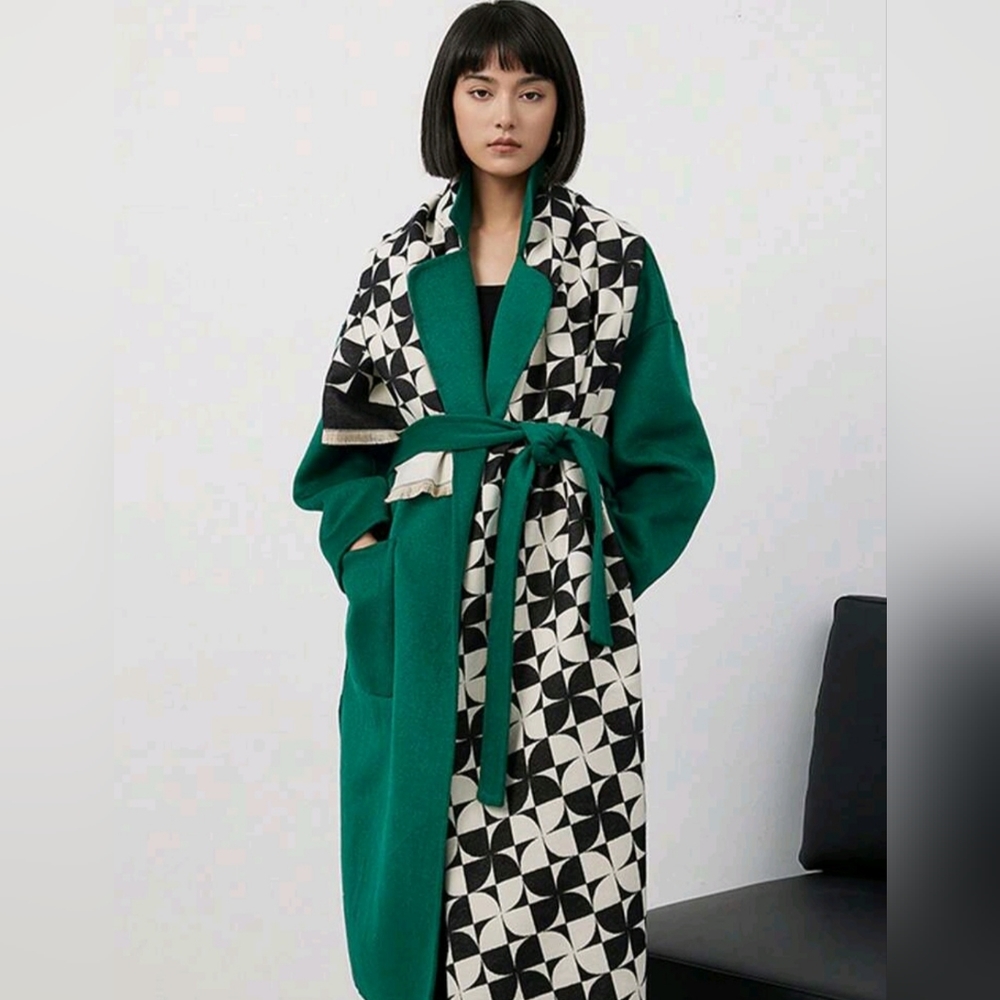 Large geometric pattern cozy winter scarf